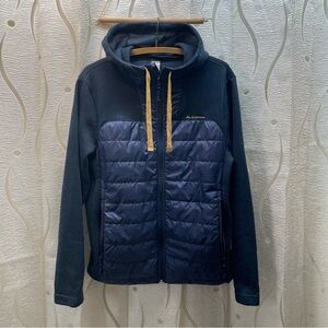 Quechua Hybrid Puffer Fleece Jacket Mens Large Navy Blue Full Zip Hoodie